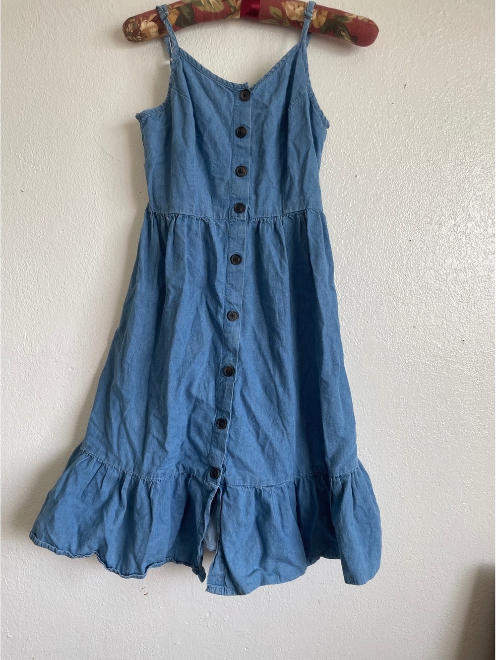 J. Crew blue sleeveless button-front dress